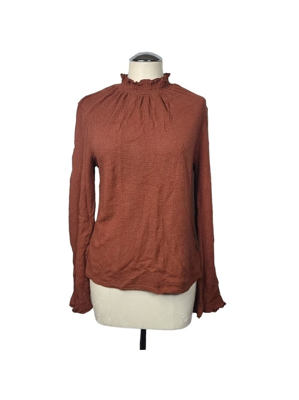 Madewell Texture & Thread Mock Brown Long Sleeve Top M
